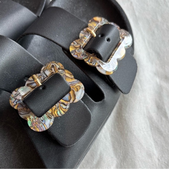 Muk Luks Black Slide Sandals • Double Buckle Slip-On • New • Muk Luks Sandals - Picture 2 of 3